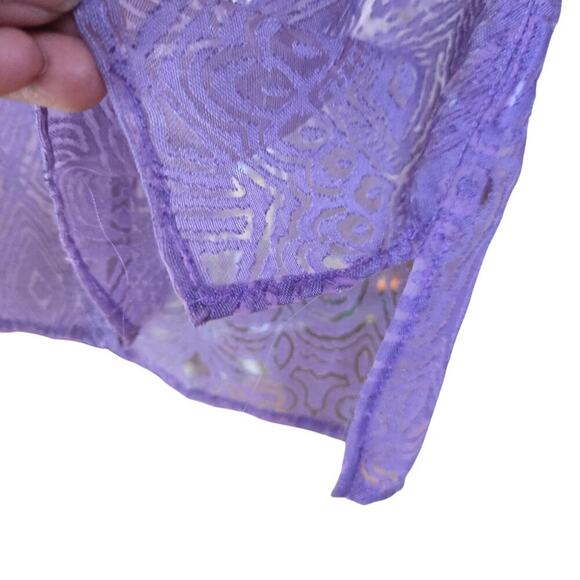 Women's Vintage Sheer Textured Button-Up Blouse Size 14 Purple Artsy Boho Hippie - Picture 5 of 10